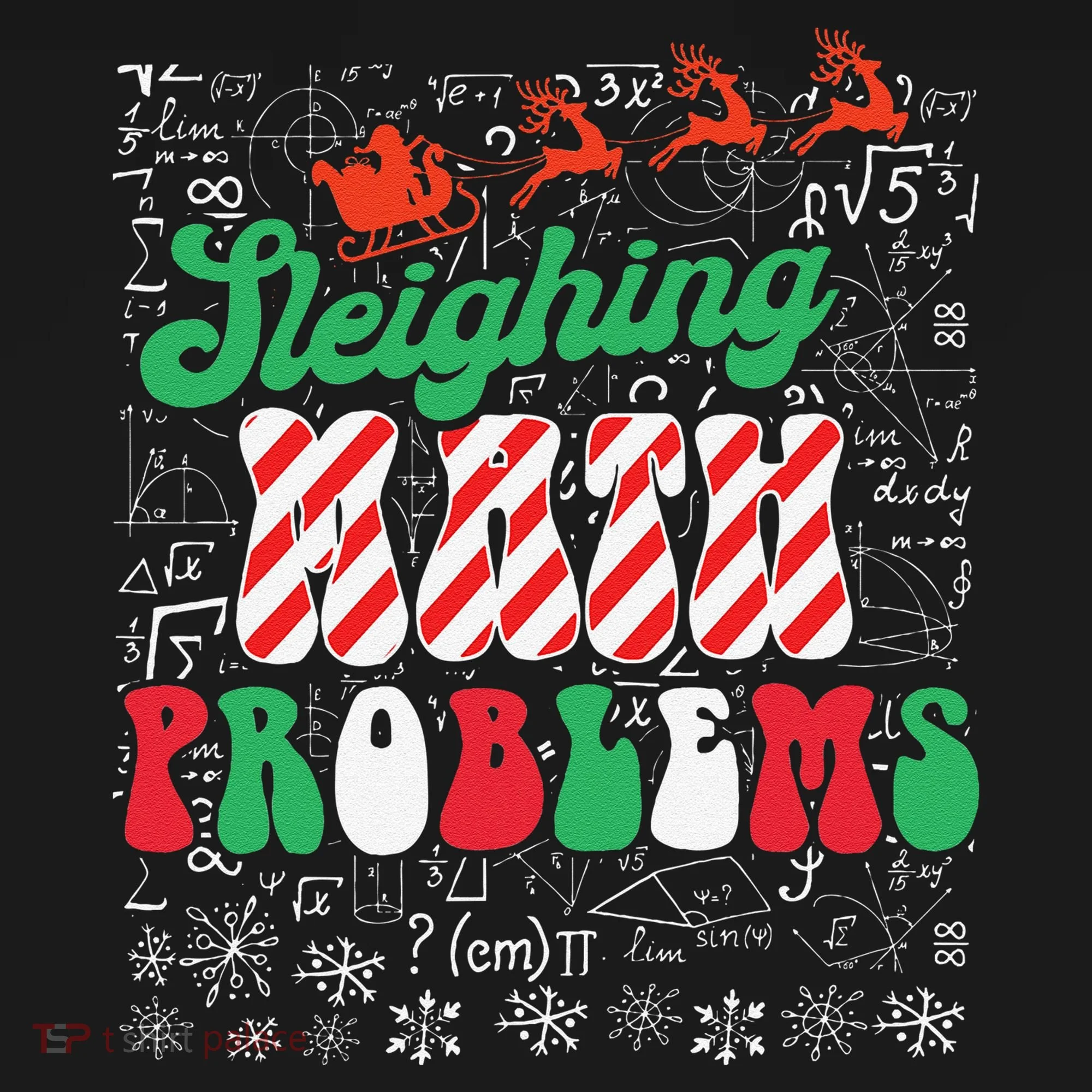 Chritmas Mathematics Teacher Student Sleighing Math Problems Doggie Tank