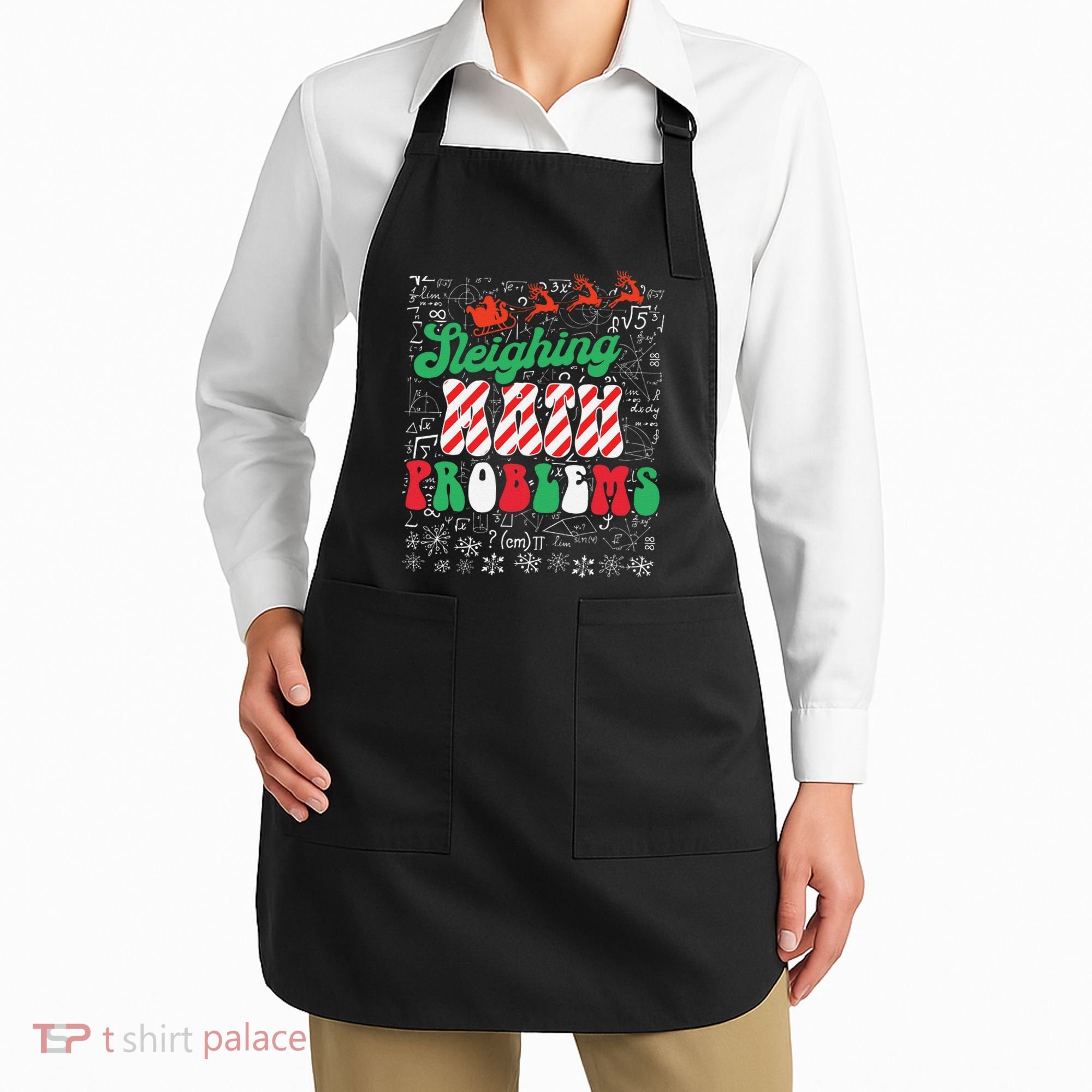 Chritmas Mathematics Teacher Student Sleighing Math Problems Apron