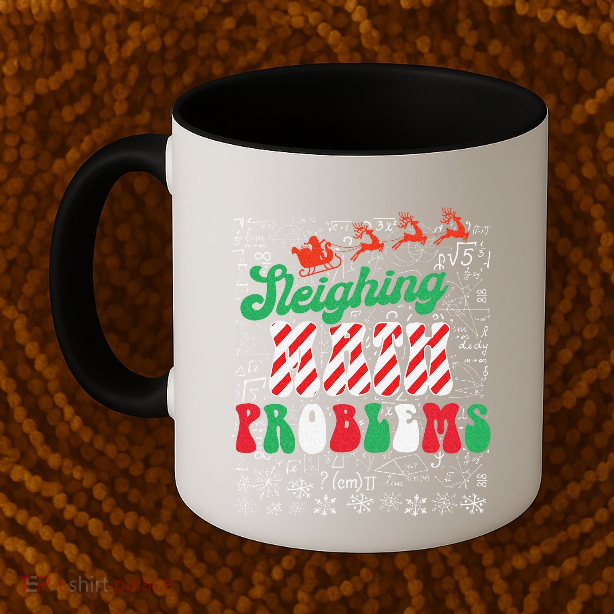 Chritmas Mathematics Teacher Student Sleighing Math Problems Coffee Mug