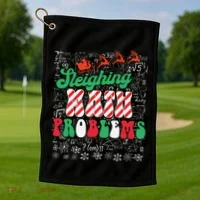 Chritmas Mathematics Teacher Student Sleighing Math Problems Golf Towel thumb 1