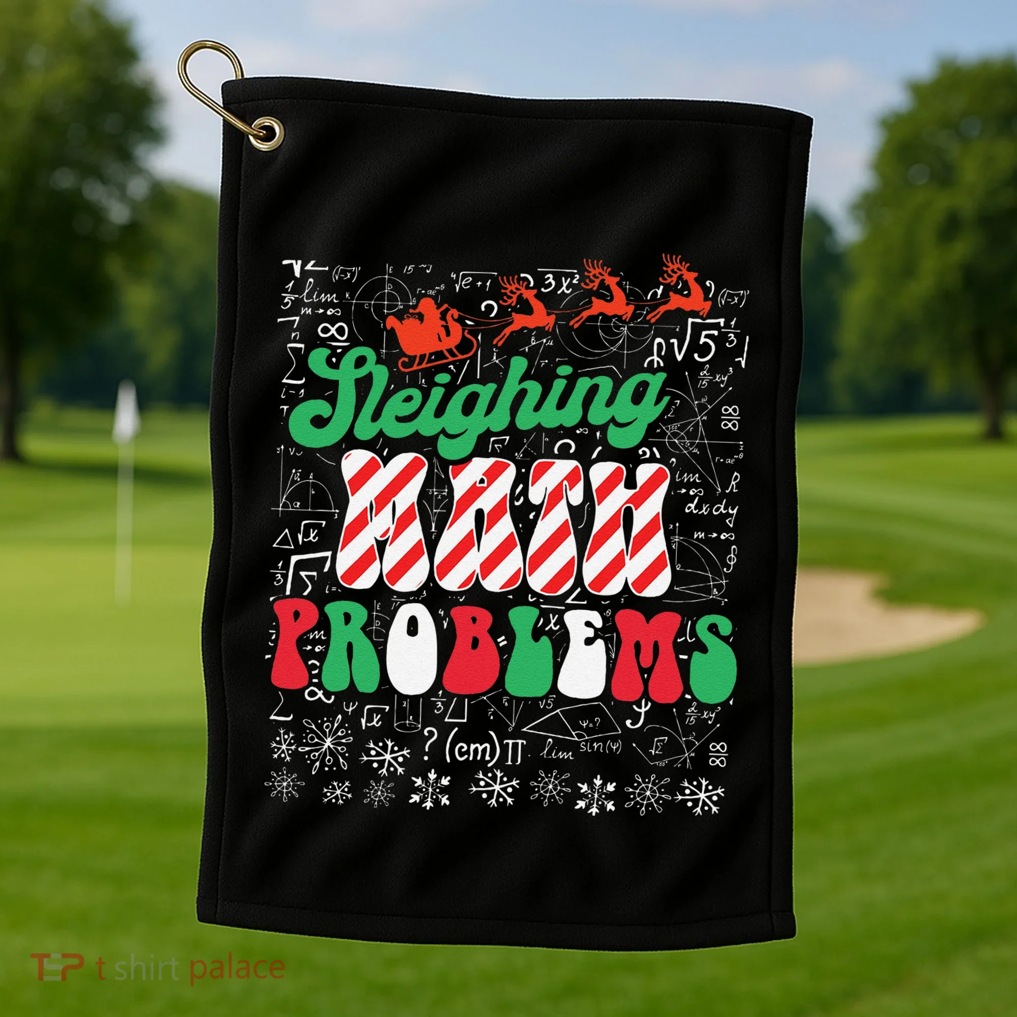 Chritmas Mathematics Teacher Student Sleighing Math Problems Golf Towel