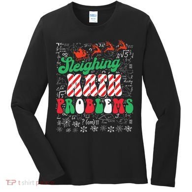 Chritmas Mathematics Teacher Student Sleighing Math Problems Women's Long Sleeve Shirt