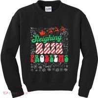 Chritmas Mathematics Teacher Student Sleighing Math Problems Kids Sweatshirt thumb 0