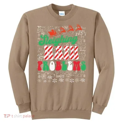 Chritmas Mathematics Teacher Student Sleighing Math Problems Sweatshirt