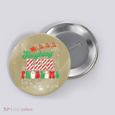 Chritmas Mathematics Teacher Student Sleighing Math Problems Button