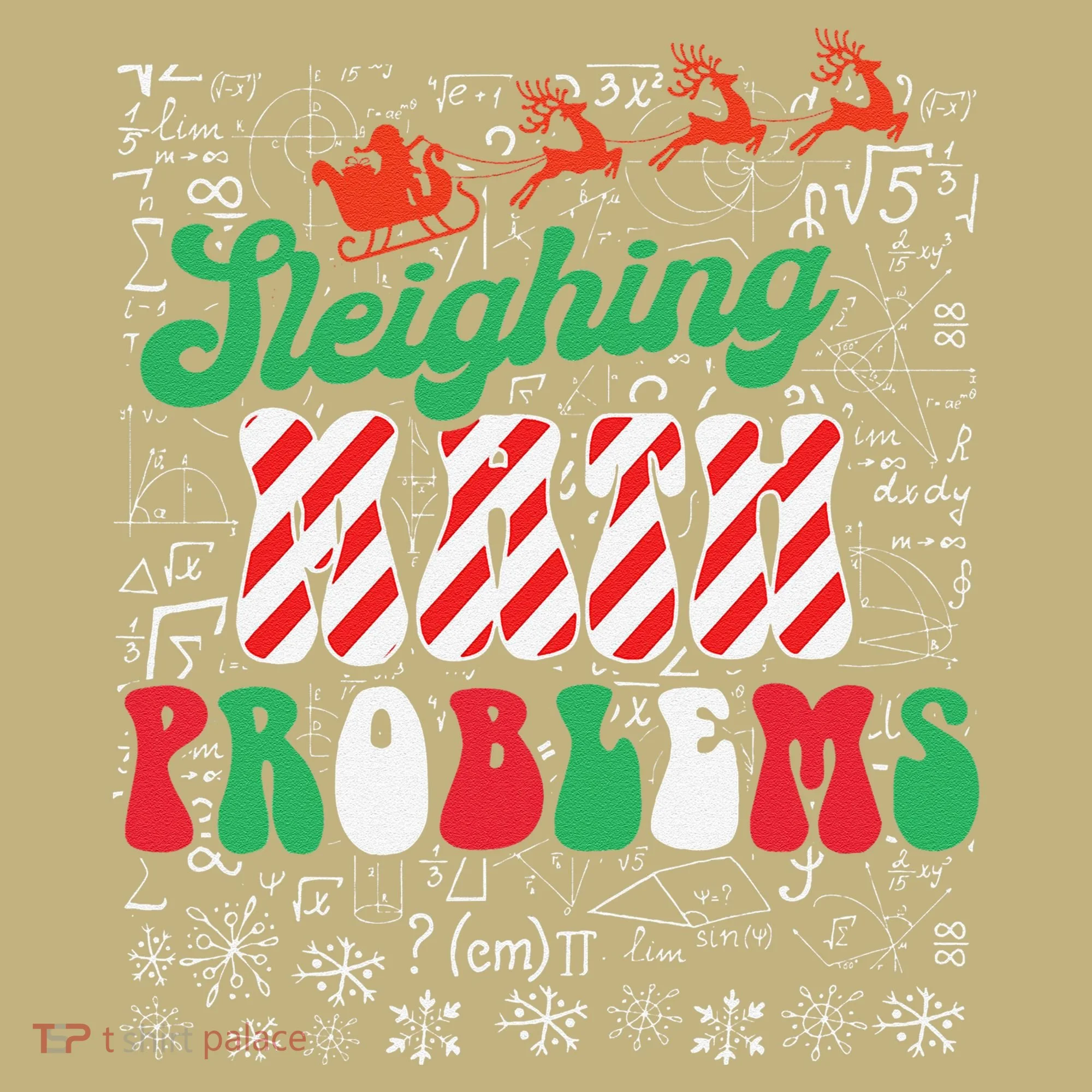Chritmas Mathematics Teacher Student Sleighing Math Problems Mousepad