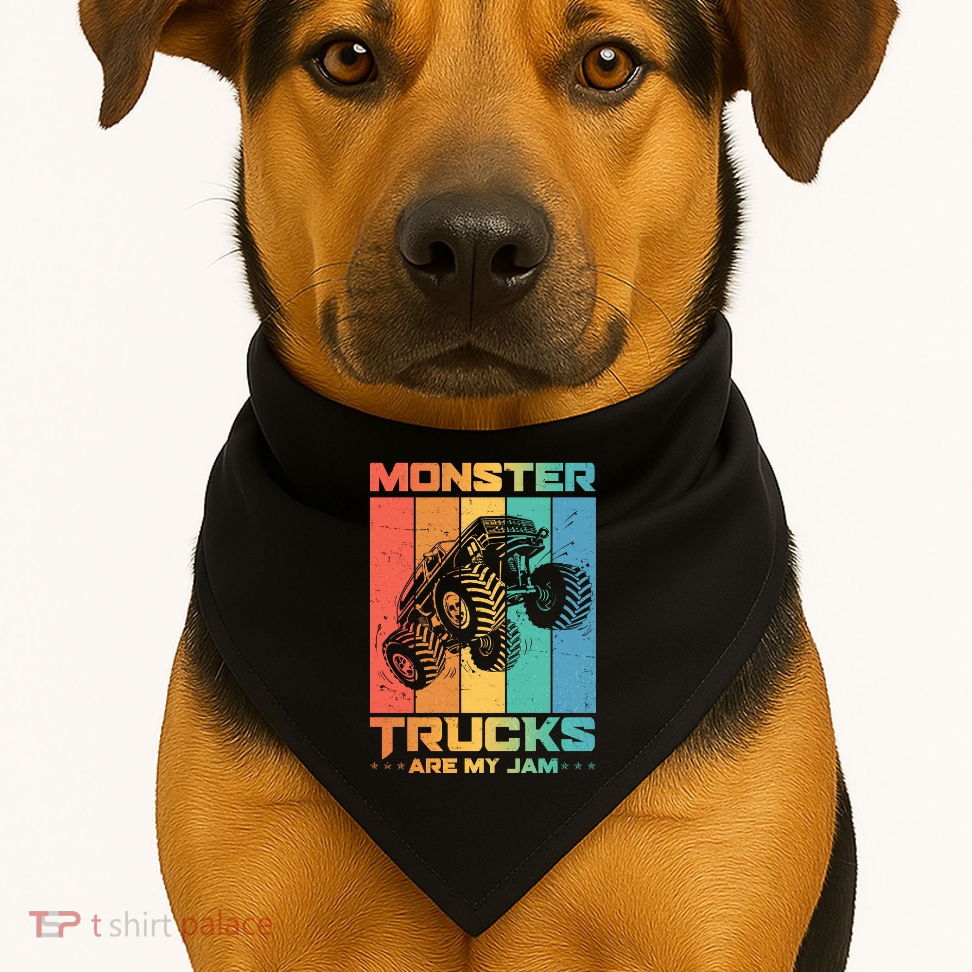 Cool Monster Trucks Are My Jam USA-Made Doggie Bandana