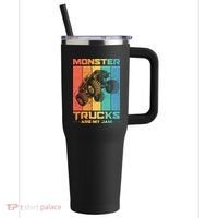 Cool Monster Trucks Are My Jam 40oz Vacuum Insulated Stainless Steel Travel Tumbler thumb 0