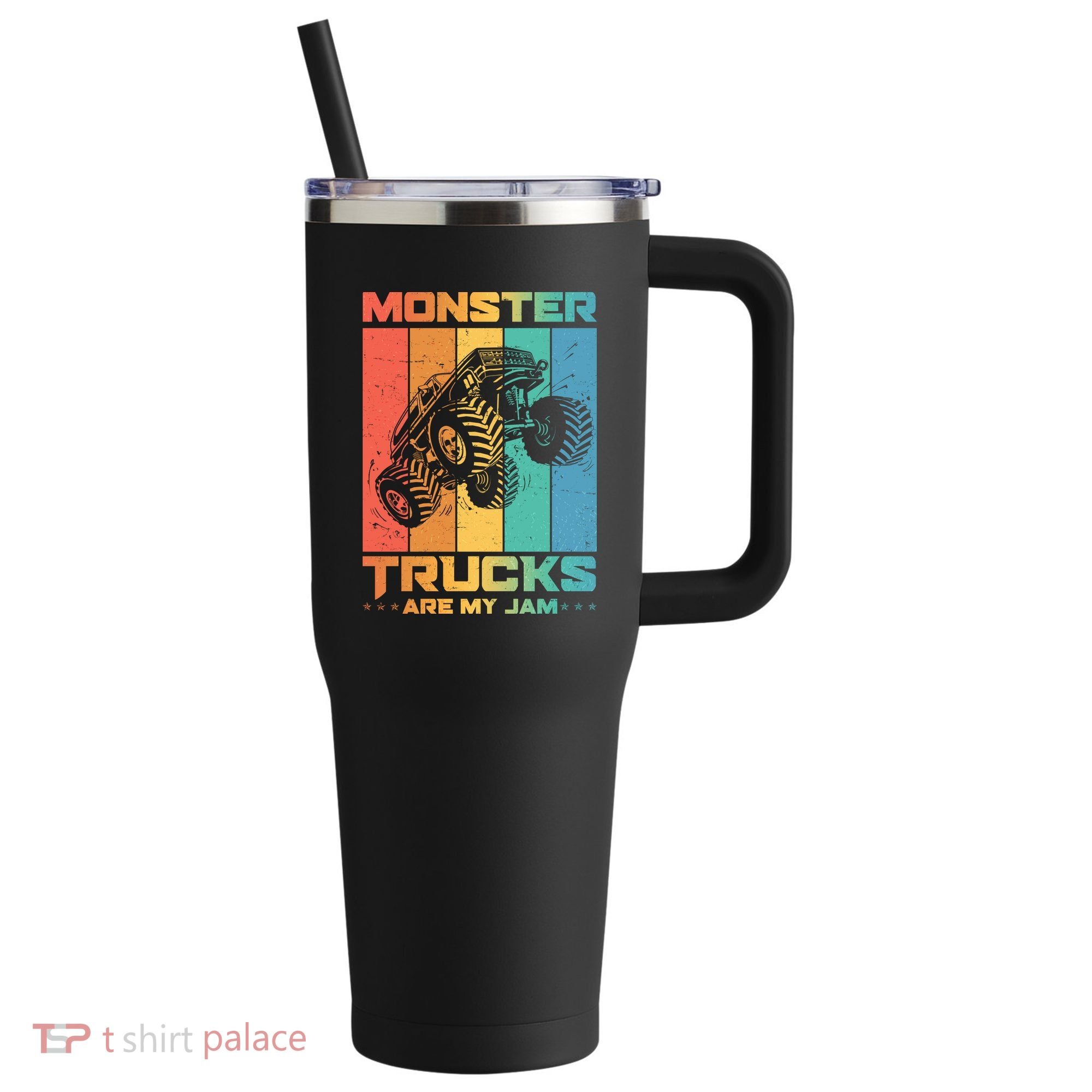 Cool Monster Trucks Are My Jam 40oz Vacuum Insulated Stainless Steel Travel Tumbler