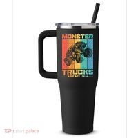 Cool Monster Trucks Are My Jam 40oz Vacuum Insulated Stainless Steel Travel Tumbler thumb 2
