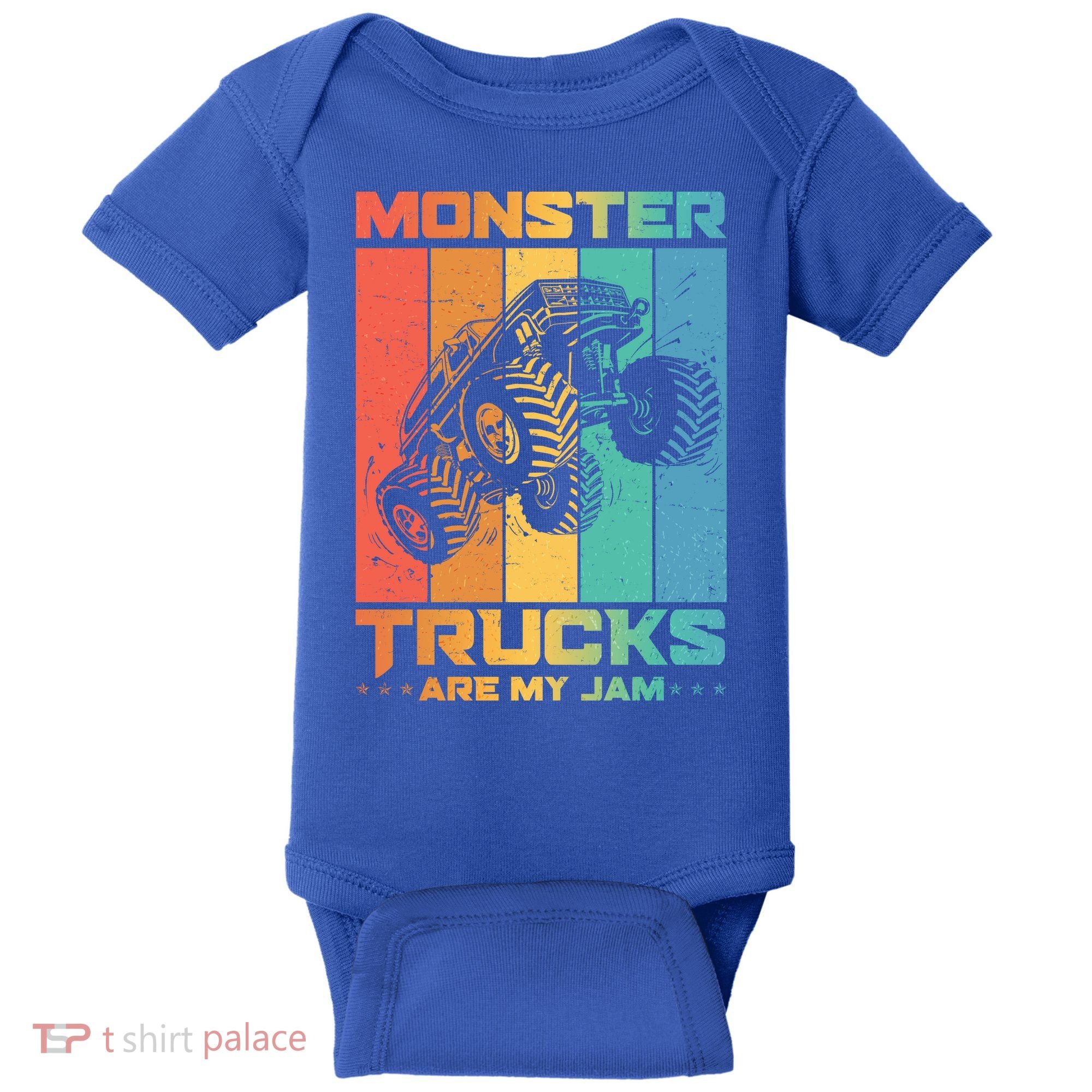 Cool Monster Trucks Are My Jam Baby Bodysuit