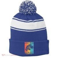 Cool Monster Trucks Are My Jam Stripe Pom Pom Beanie thumb 0