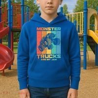 Cool Monster Trucks Are My Jam Kids Hoodie thumb 2