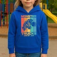 Cool Monster Trucks Are My Jam Kids Hoodie thumb 3