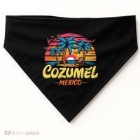 Cozumel Mexico Tropical Sunset Beach Souvenir Vacation USA-Made Doggie Bandana thumb 0