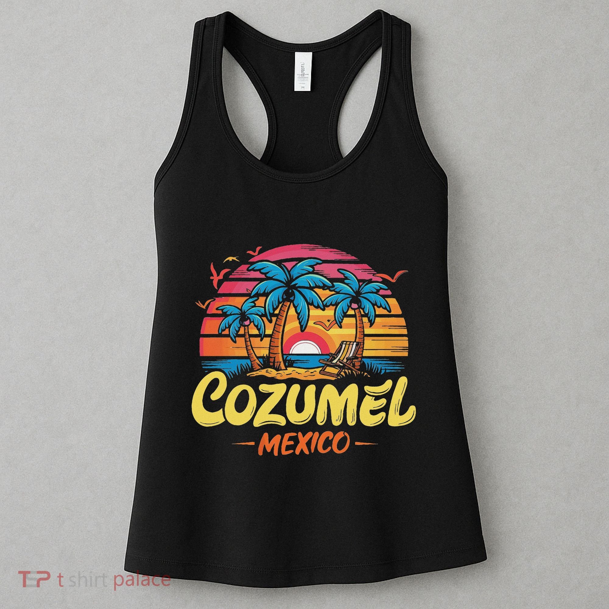 Cozumel Mexico Tropical Sunset Beach Souvenir Vacation Women's Tank Top