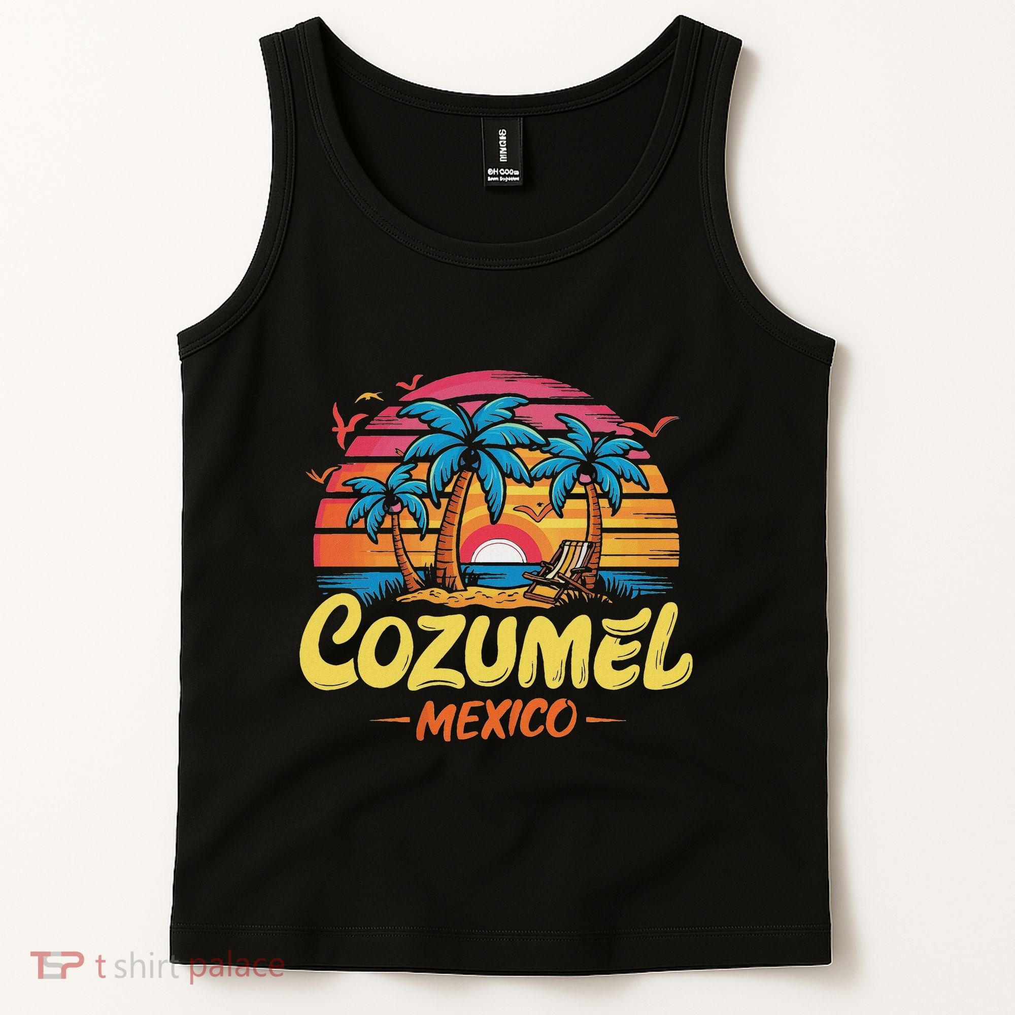 Cozumel Mexico Tropical Sunset Beach Souvenir Vacation Tank Top