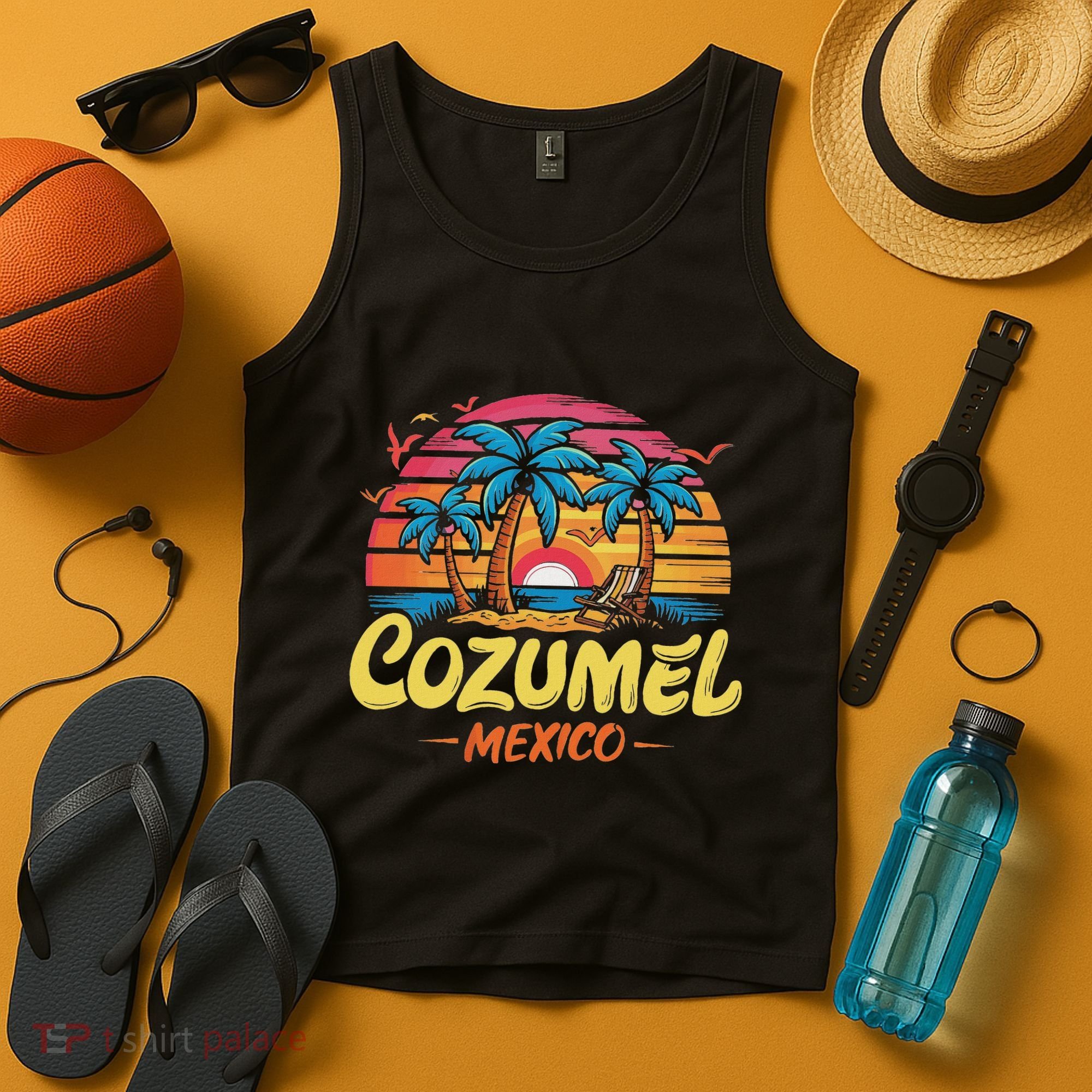 Cozumel Mexico Tropical Sunset Beach Souvenir Vacation Tank Top