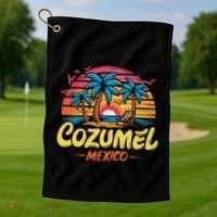 Cozumel Mexico Tropical Sunset Beach Souvenir Vacation Golf Towel thumb 1