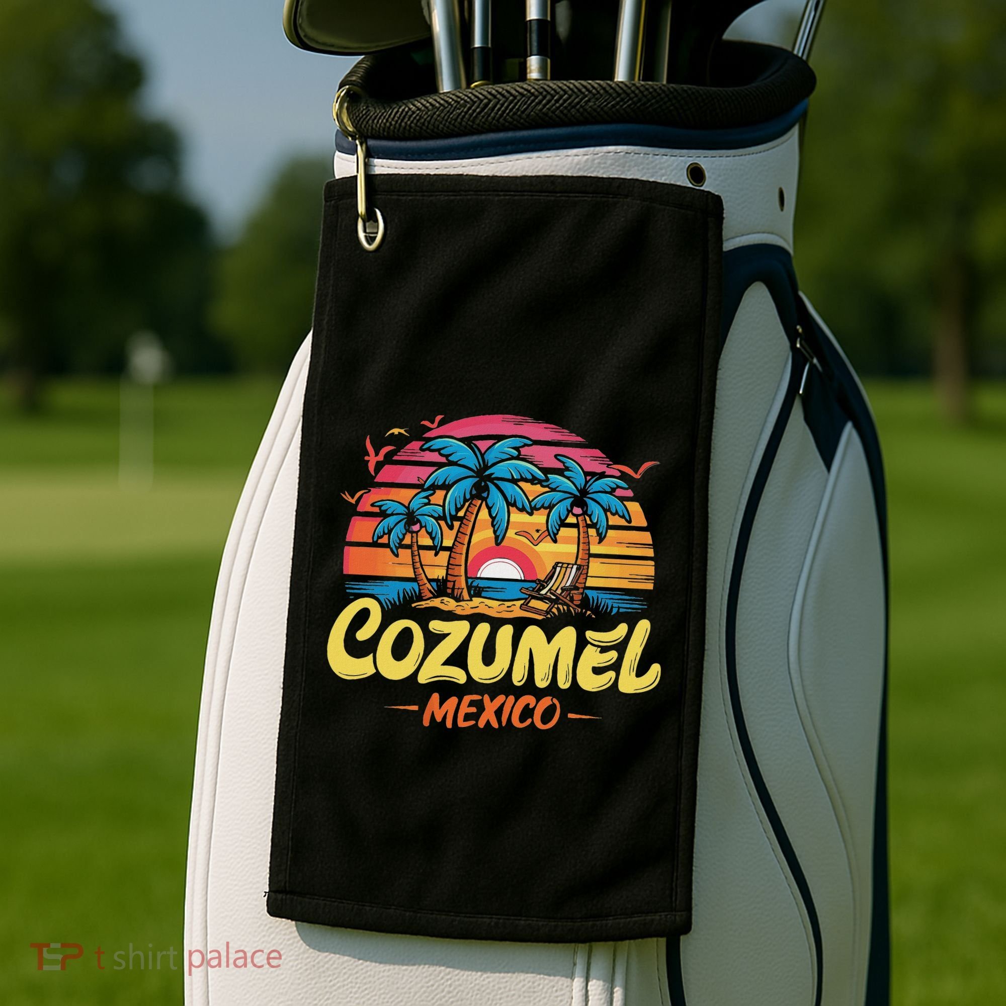 Cozumel Mexico Tropical Sunset Beach Souvenir Vacation Golf Towel