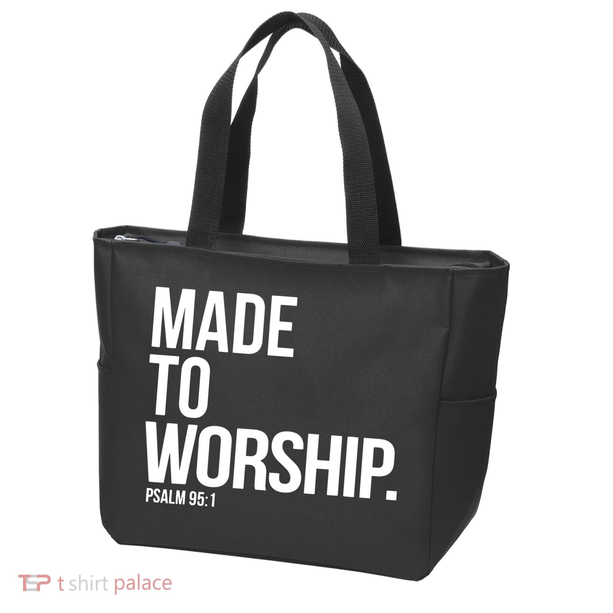 Christian Made To Worship Psalm 951 Faith Based Tote Bag