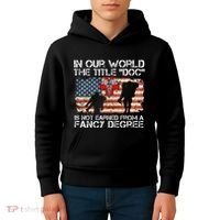 Combat Medic Title Doc Is Not Earned From A Fancy Degree Kids Hoodie thumb 4