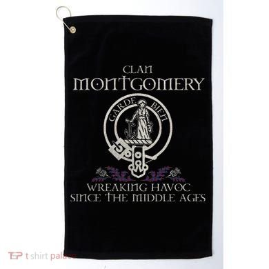 Clan Montgomery Tartan Crest Thistle Vintage Golf Towel