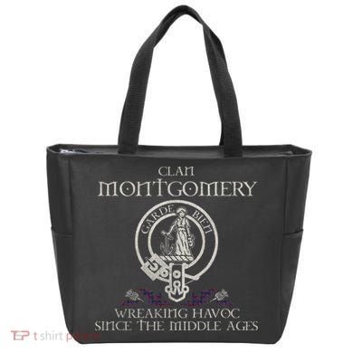 Clan Montgomery Tartan Crest Thistle Vintage Tote Bag