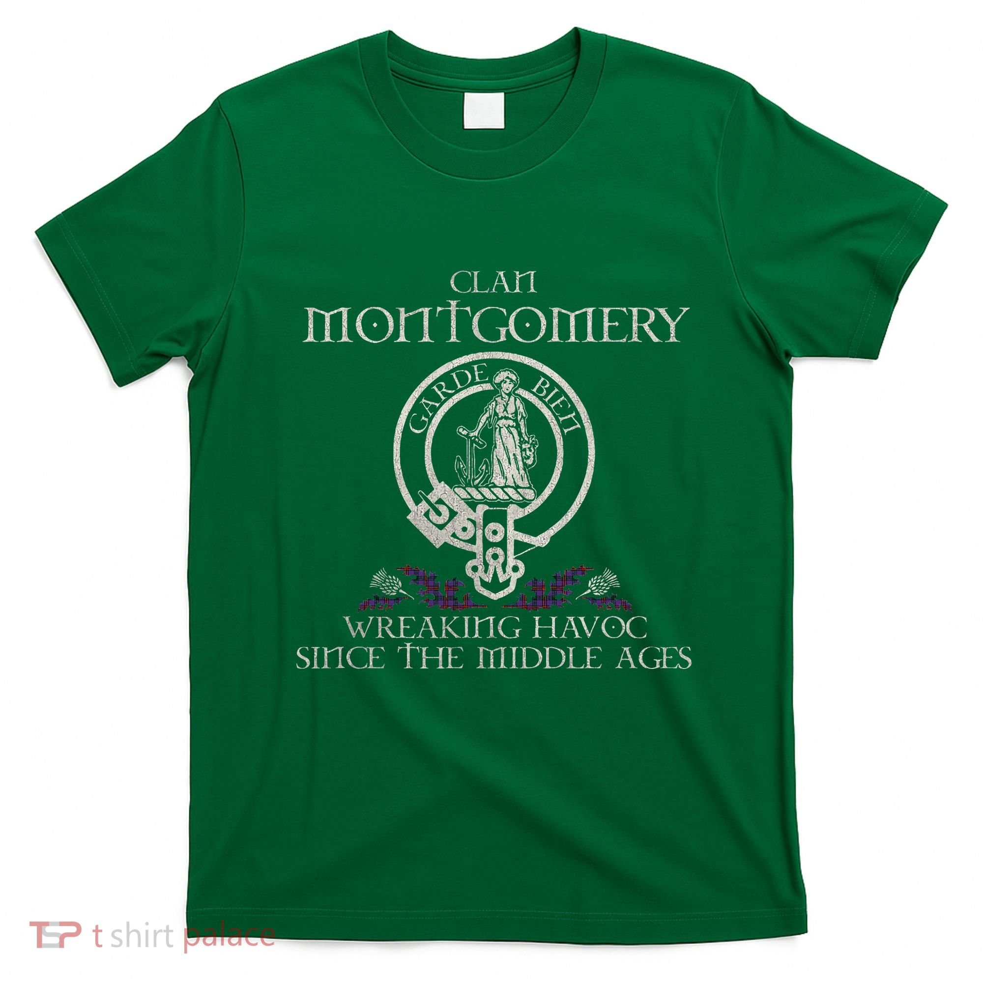 Clan Montgomery Tartan Crest Thistle Vintage T-Shirt