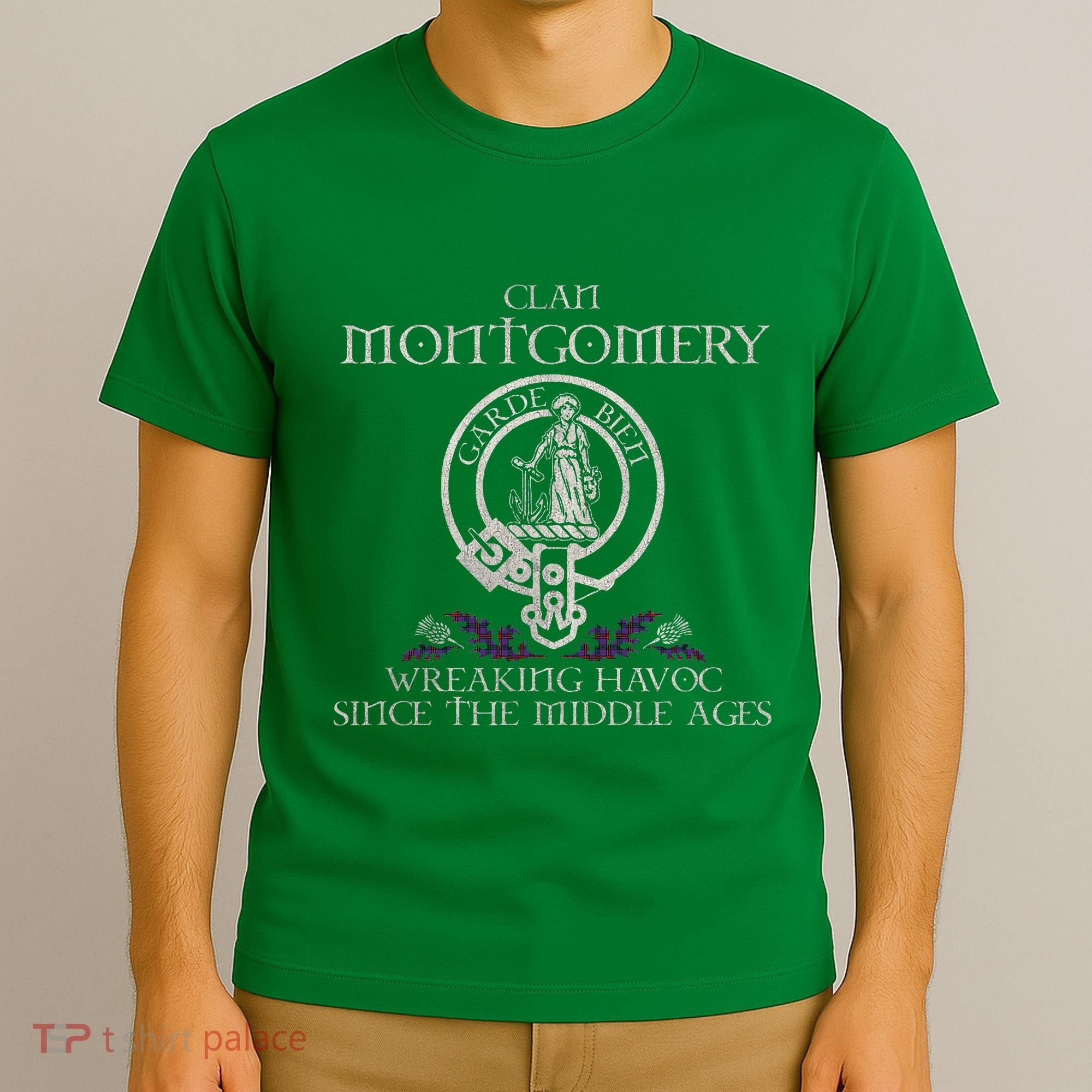 Clan Montgomery Tartan Crest Thistle Vintage T-Shirt