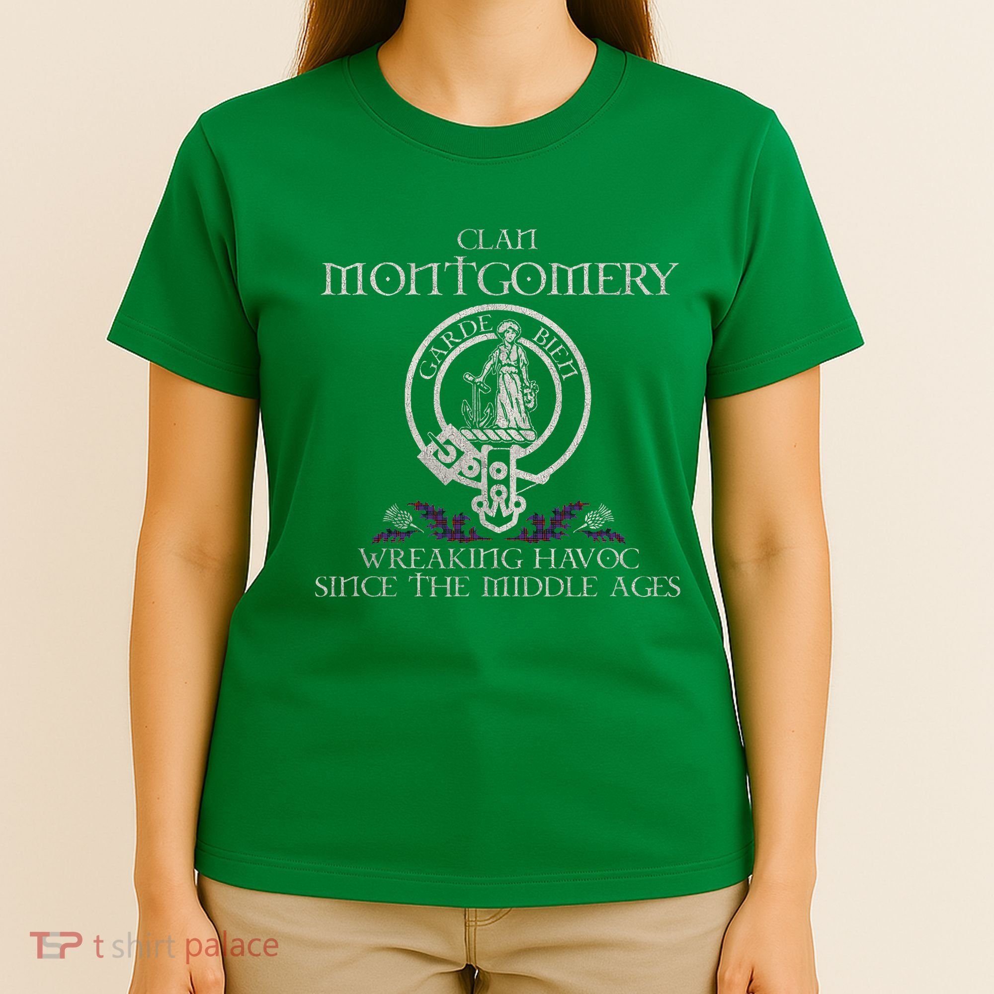 Clan Montgomery Tartan Crest Thistle Vintage T-Shirt