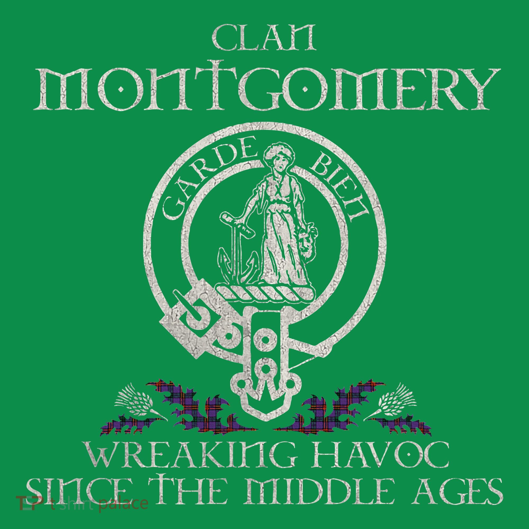 Clan Montgomery Tartan Crest Thistle Vintage T-Shirt