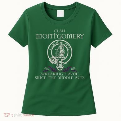 Clan Montgomery Tartan Crest Thistle Vintage Women's T-Shirt