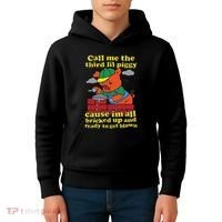 Call Me The Third Lil Piggy Cause IM All Bricked Up Kids Hoodie thumb 4