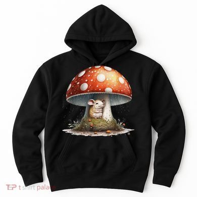 Cute Mouse Under A Mushroom In The Rain Hoodie