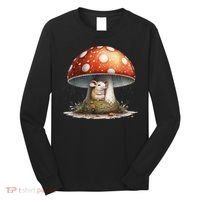 Cute Mouse Under A Mushroom In The Rain Long Sleeve Shirt thumb 0
