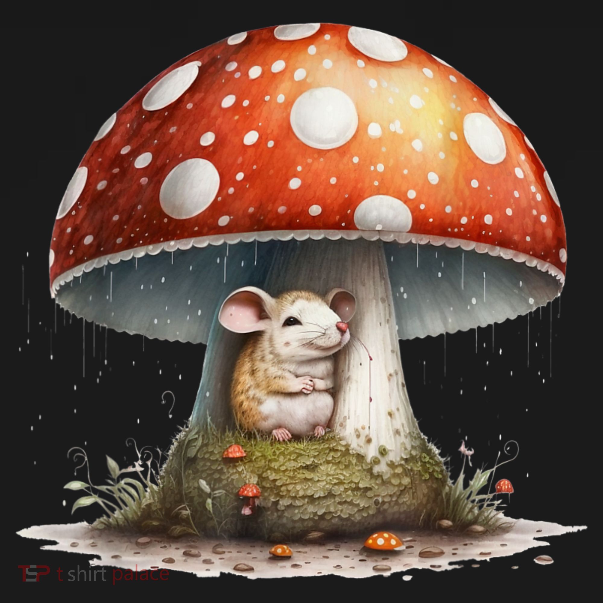 Cute Mouse Under A Mushroom In The Rain Long Sleeve Shirt