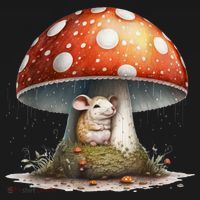 Cute Mouse Under A Mushroom In The Rain Polo thumb 3