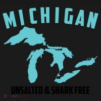 Cool Michigan Unsalted And Shark Free Funny Fisher Gift Women's Hoodie thumb 2