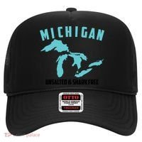 Cool Michigan Unsalted And Shark Free Funny Fisher Gift Hat thumb 0