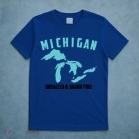 Cool Michigan Unsalted And Shark Free Funny Fisher Gift T-Shirt thumb 5