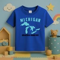 Cool Michigan Unsalted And Shark Free Funny Fisher Gift Toddler T-Shirt thumb 3
