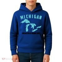 Cool Michigan Unsalted And Shark Free Funny Fisher Gift Kids Hoodie thumb 4