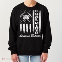 Coal Miner Usa Flag Patriotic Underground Mining Laborer Women's Sweatshirt thumb 0