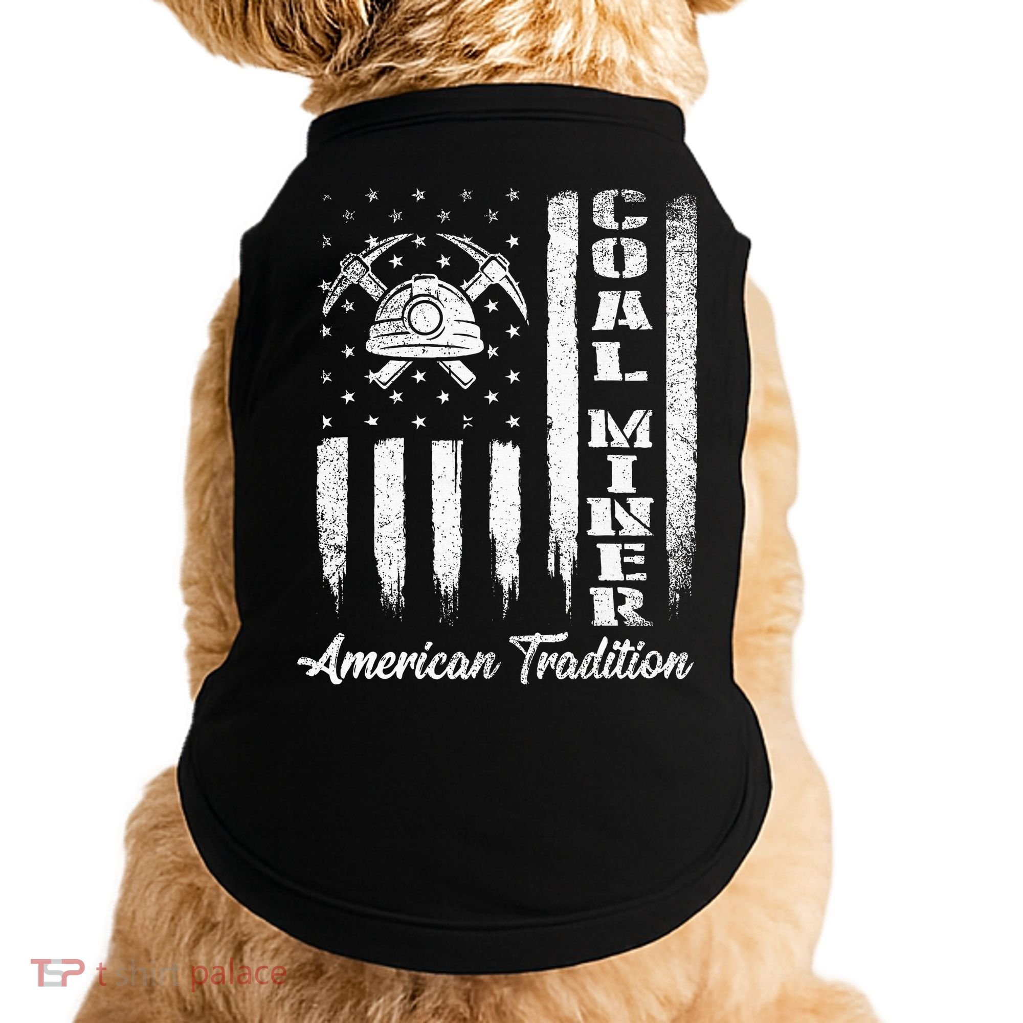Coal Miner Usa Flag Patriotic Underground Mining Laborer Doggie Tank