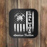 Coal Miner Usa Flag Patriotic Underground Mining Laborer Coaster thumb 0