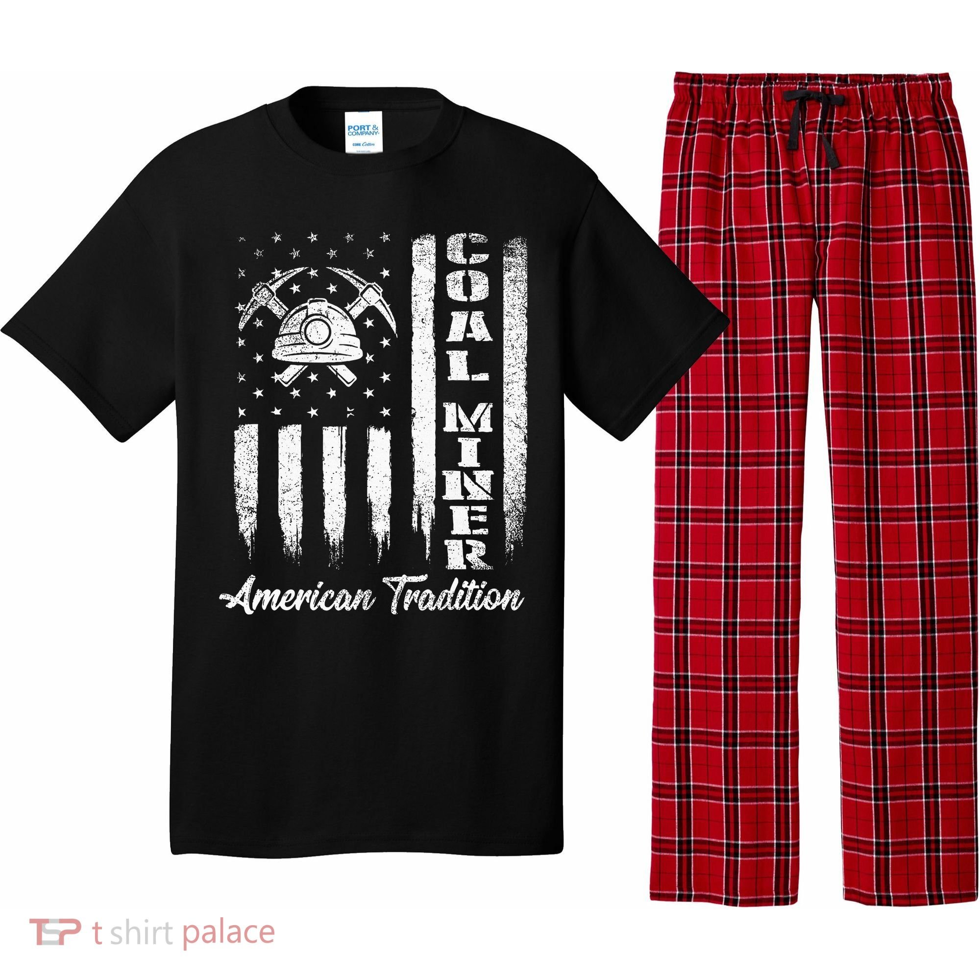 Coal Miner Usa Flag Patriotic Underground Mining Laborer Pajama Set