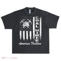 Coal Miner Usa Flag Patriotic Underground Mining Laborer Urban Oversized Heavyweight T-Shirt thumb 0