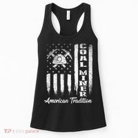 Coal Miner Usa Flag Patriotic Underground Mining Laborer Women's Tank Top thumb 0