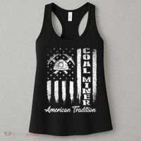 Coal Miner Usa Flag Patriotic Underground Mining Laborer Women's Tank Top thumb 3